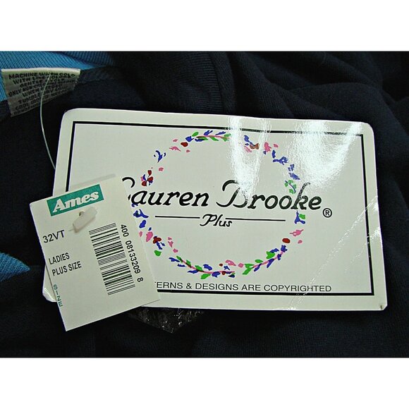 NEW Lauren Brooke Womens 3X Blue Button Jacket Shacket Embroidered Leaves Bird - Picture 5 of 12